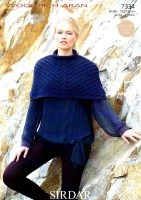 Knitting Pattern - Sirdar 7334 - Wool Rich Aran - Woman's Cape